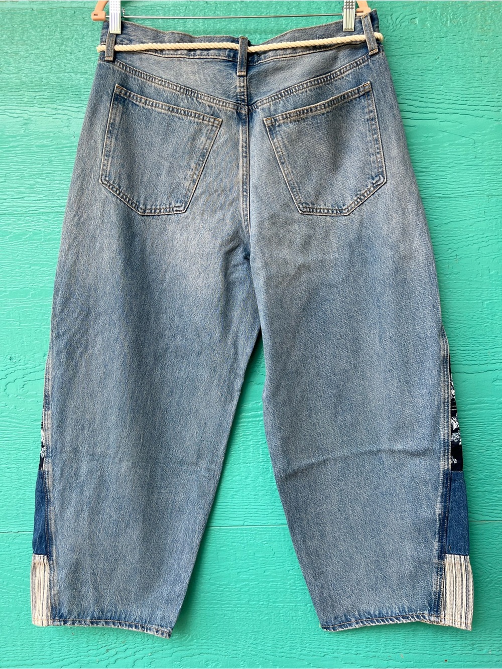 BANDANNA PRINT BARREL JEANS ROPE TIE WAIST SIZE 12 NWT - Picture 3 of 7